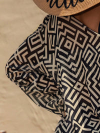 Geometric Print 3-Piece Bikini Set with Sheer Kimono Cover-Up - image 5