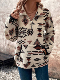 Women's Half-Zip Sweatshirt,Long Sleeve Tops - image 1
