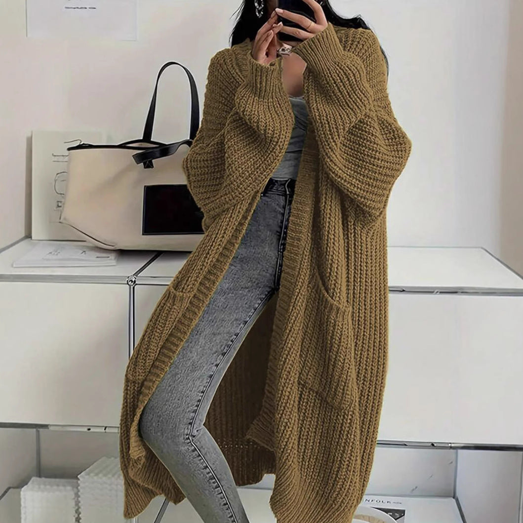 Women's Oversized Chunky Knit Long Cardigan with Pockets - image 6
