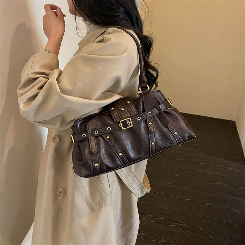 Rivet Belt Buckle Shoulder Bag - image 2