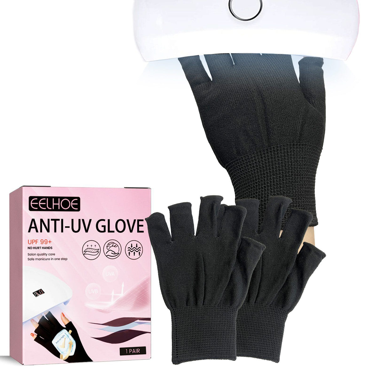 EELHOE Fingerless Manicure Gloves, 2 Pieces - image 3