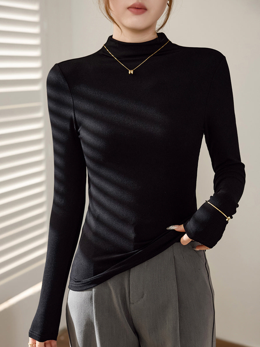 Women's Mock Neck Long Sleeve Base Layer T-Shirt - image 3