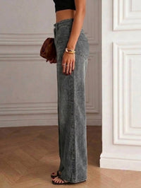 Gray High-Waist Patch Pocket Wide Leg Jeans - image 4