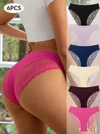 6 Packs Multi-Color Sexy Lace Triangle Panties Low Elastic Waist Fashion Women'S Hip Lifting Underwear - image 2