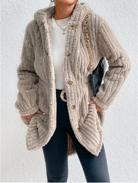 Button Front Hooded Teddy Coat - image 4