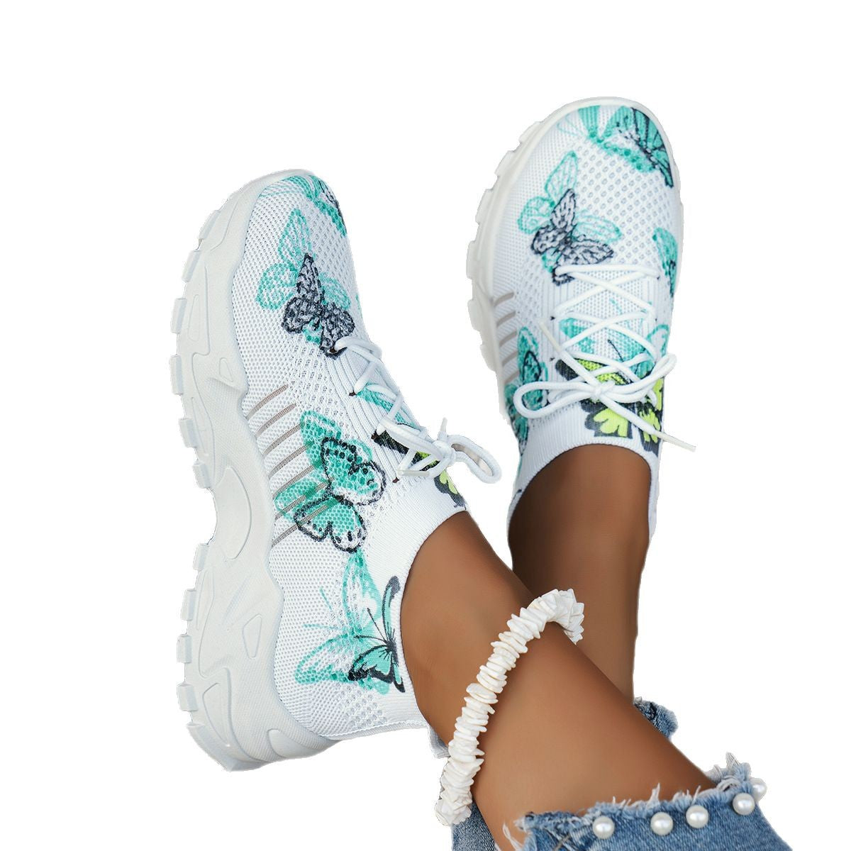 Women's Butterfly Print Mesh Sneakers - image 6