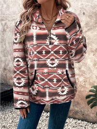 Women's Half-Zip Sweatshirt,Long Sleeve Tops - image 2