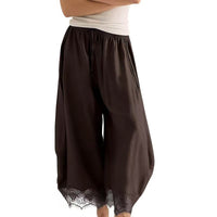 Cropped Bootcut Pants with Lace Panel - image 12