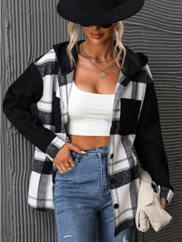 Plaid Print Drop Shoulder Hooded Coat - image 3
