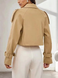 Women's Long Sleeve Cropped Trench Jacket - image 7