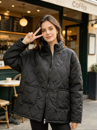 Plus Size Stand Collar Quilted Mid-Length Coat - image 6