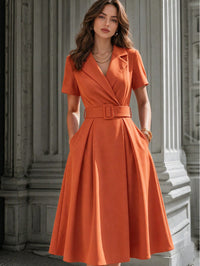 French Style V-Neck Tailored Dress - image 9