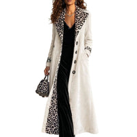 Retro Leopard Print Color Block Trench Coat - image 5