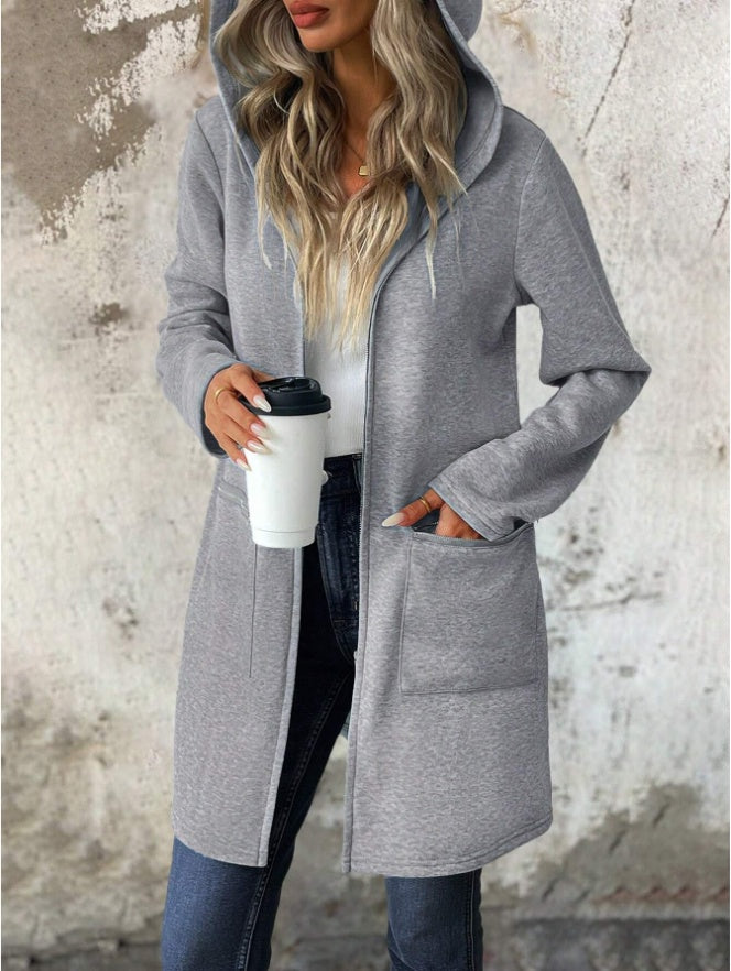 Women's Autumn Long Sleeve Hoodie Jacket, Drop Shoulder - image 2
