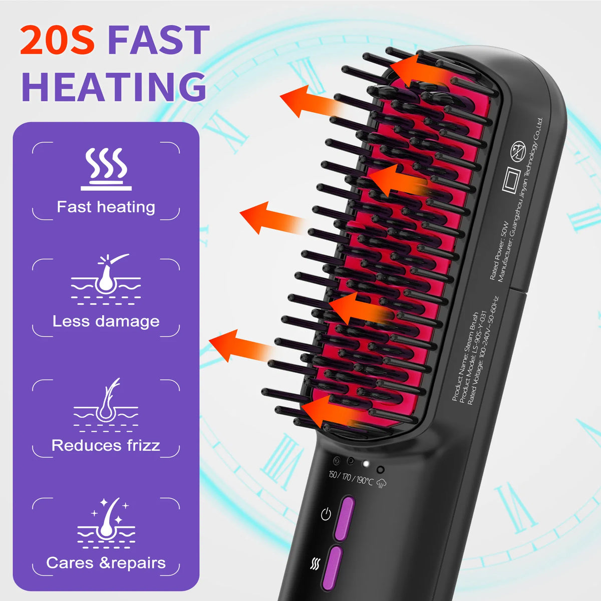 Hair Straightener Brush, Ionic Plus Steam Straightening Brush For Smooth, Anti-frizz Hair, Anti-Scald Ceramic Straightening Comb, Heated Straightener Brush Flat Iron Fast Heating For Home Salon - image 2