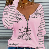 Women's Casual V-Neck T-Shirt With Unique Cloud Print - image 1