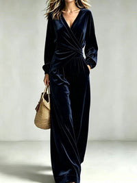 Women's Asymmetrical Velvet Pants Set - image 6