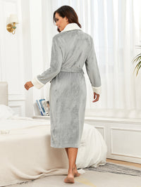 Women's Long Fleece Robe with Pockets and Belt - image 8