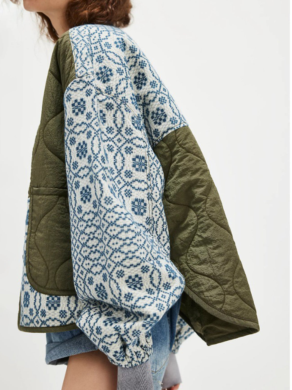Women's Quilted Printed Patchwork Button Lightweight Cotton Coat - image 3