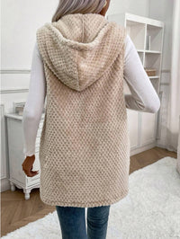 Open Front Hooded Plush Vest Coat - image 5