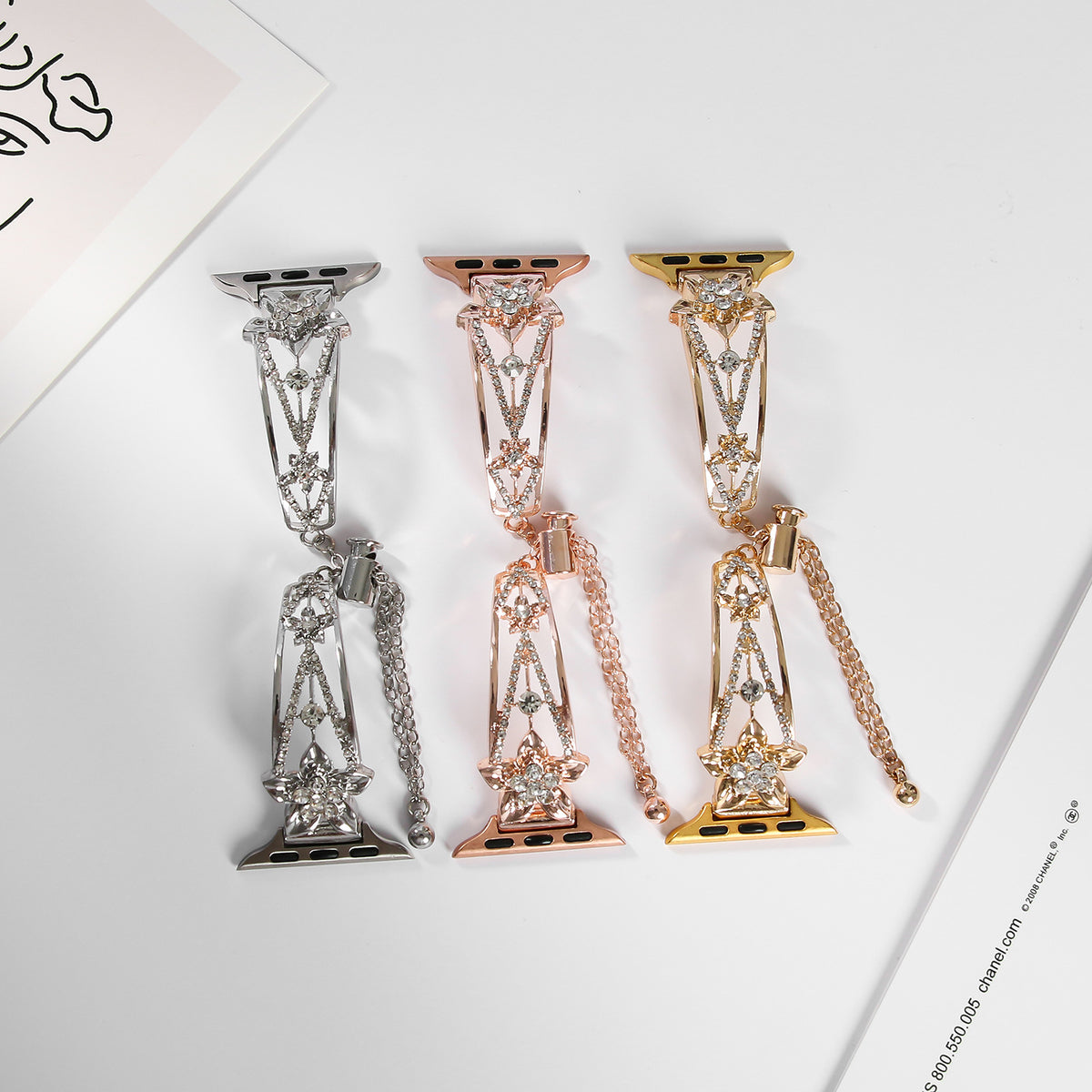 Starburst Rhinestone Watch Chain Band - image 2
