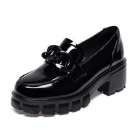 Leather Chunky Platform Loafers with Chain - image 5