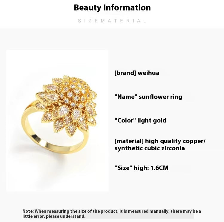 Flower Adjustable Open Gold Ring For Women - image 7