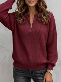 Women's Zip-Up Long Sleeve Loose Top - image 11