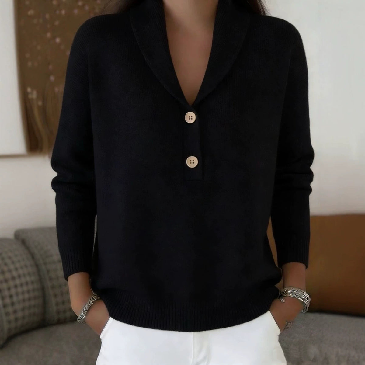 Women's Solid Color Polo Neck Casual Chic Top - image 3