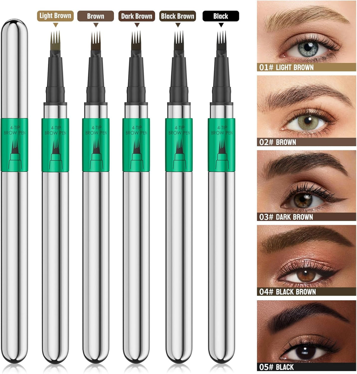 Microblading Eyebrow Pen,Waterproof Eye Brow Pen With 4-Fork-Tip Liquid Brow Pen For Natural Looking Defined - image 3