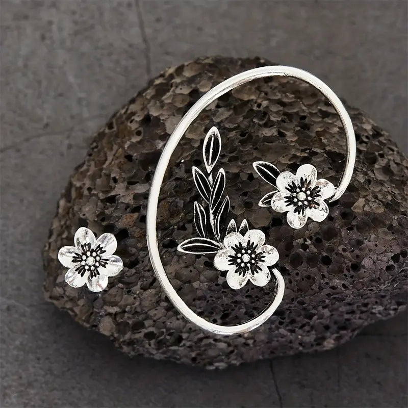 Vintage Flower Ear Cuff Earrings - image 2