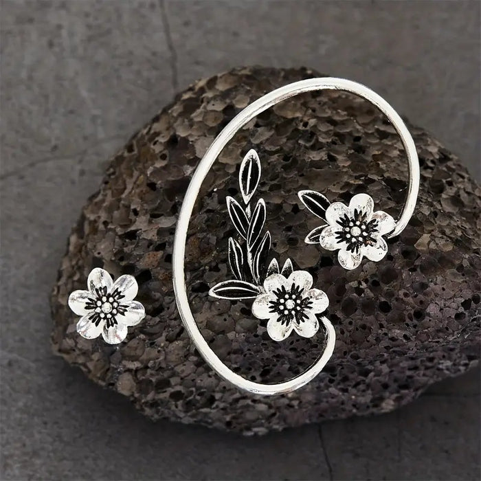 Vintage Flower Ear Cuff Earrings