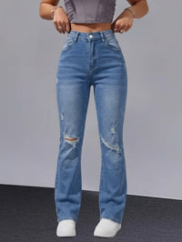 Distressed Cuffed Cropped Straight Leg Jeans - image 1