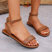 One-straped Flat Sandals Summer Buckle Roman Shoes Fashion Simple Sandal - image 3