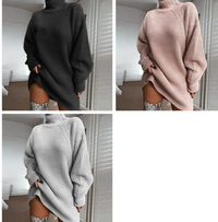 Solid Turtleneck Long Sweater Winter Warm Women Sweater Dress - image 11