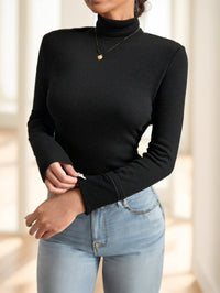 Basic Turtleneck Slim Long Sleeve Solid Color Women's Top - image 1
