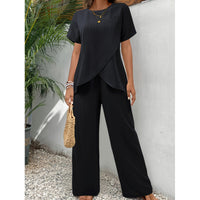 Two-piece Short Sleeve Pullover Round Neck Loose Casual Irregular - image 7