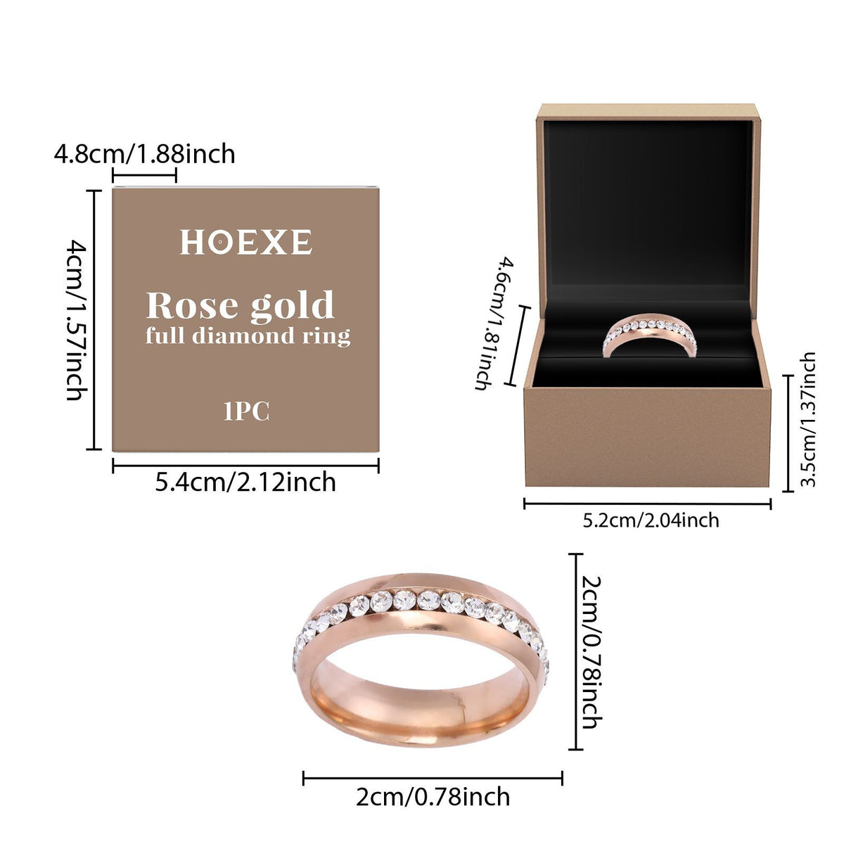 Rose Gold Tone Rhinestone Ring - image 3