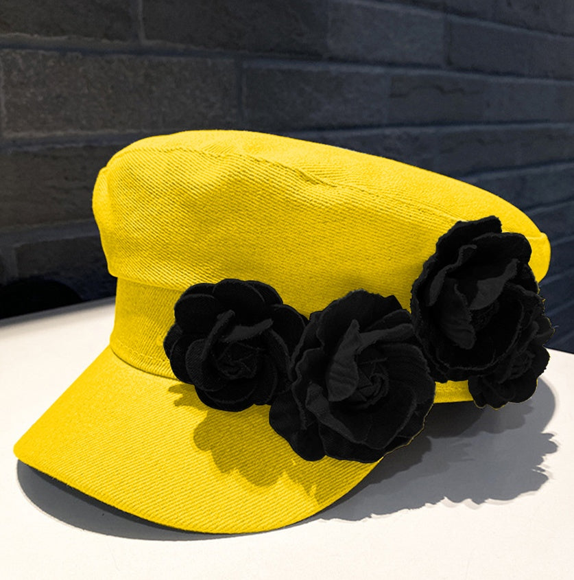 Women's Newsboy Cap with Flowers