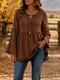 Lace-trimmed Loose-fit Shirt With Tassel Patchwork Top - image 11