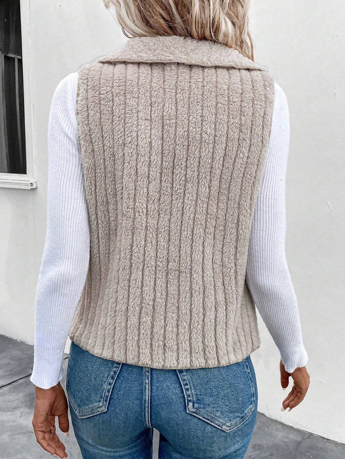 Waterfall Collar Open Front Vest Coat - image 8