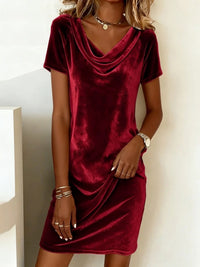 Swing Collar Short Sleeve Dress - image 9