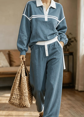 Collared Top And Loose Wide-leg Pants Set - image 4