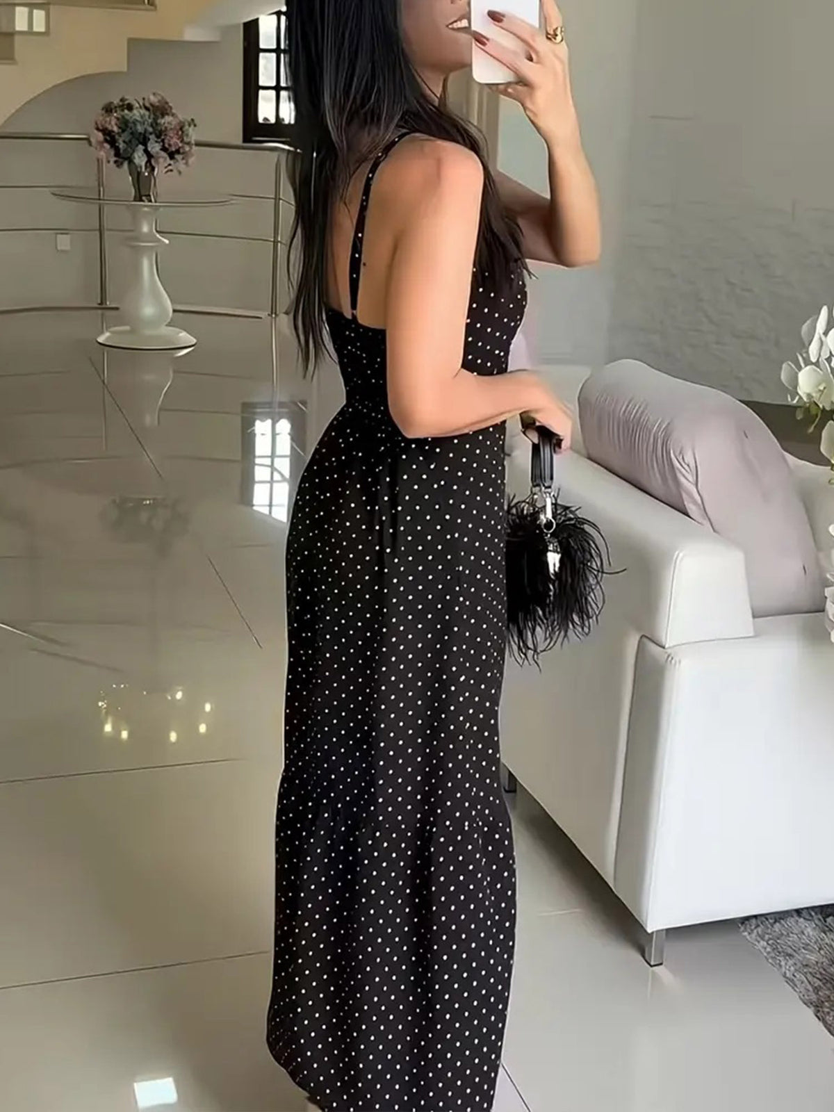 Plus Size Button Slit Slim Fit Strap Dress - image 3