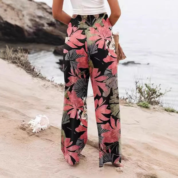 Pantalón de pierna ancha de tiro alto con estampado floral - image 3