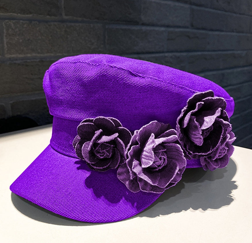 Women's Newsboy Cap with Flowers - image 7
