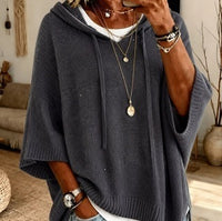 Loose Knit Hooded Pullover with Drawstring - image 1