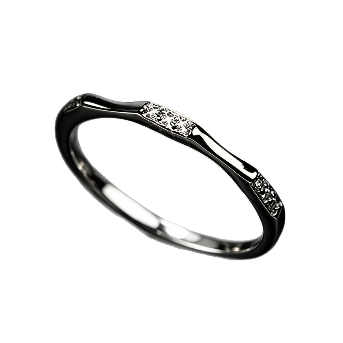 Ultra-Thin Bamboo Rhinestone Ring - image 5