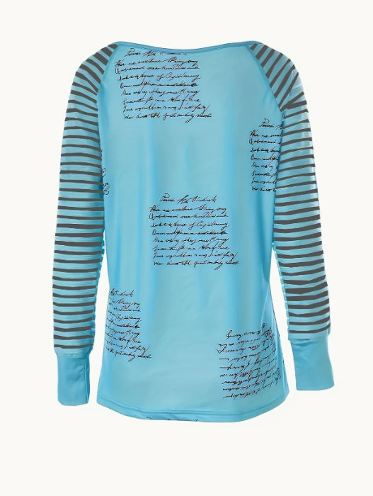 Women's Casual V-Neck T-Shirt With Unique Cloud Print - image 5