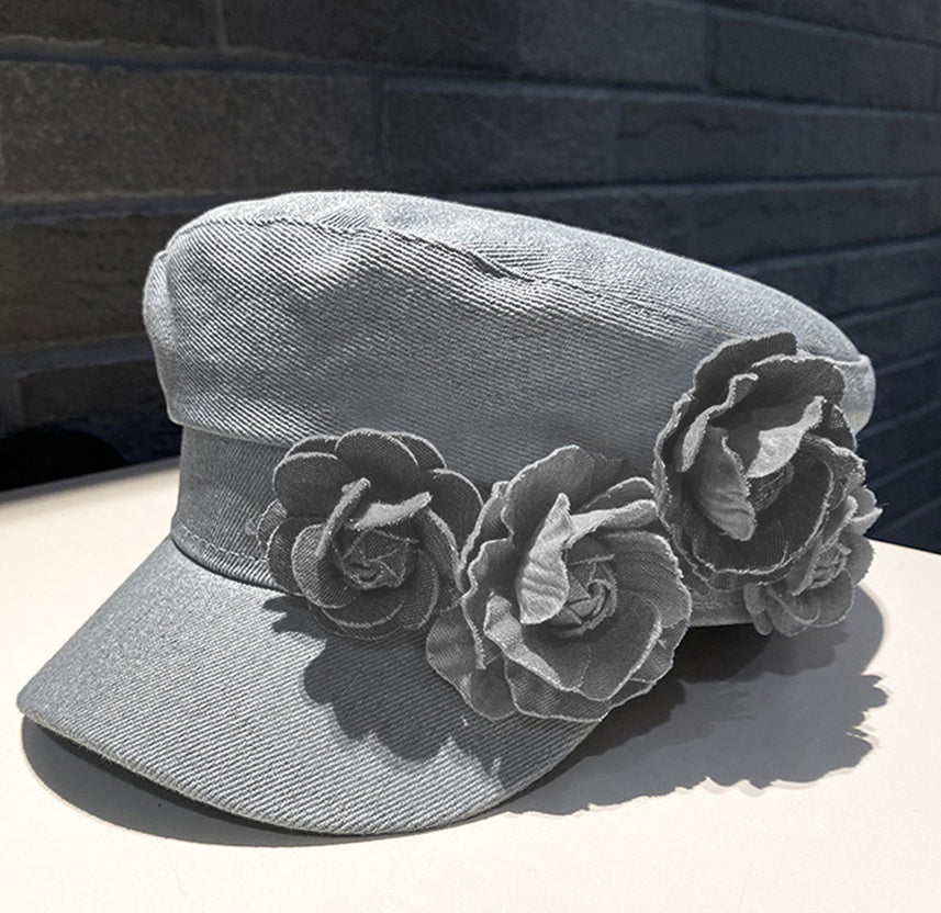 Women's Newsboy Cap with Flowers - image 5